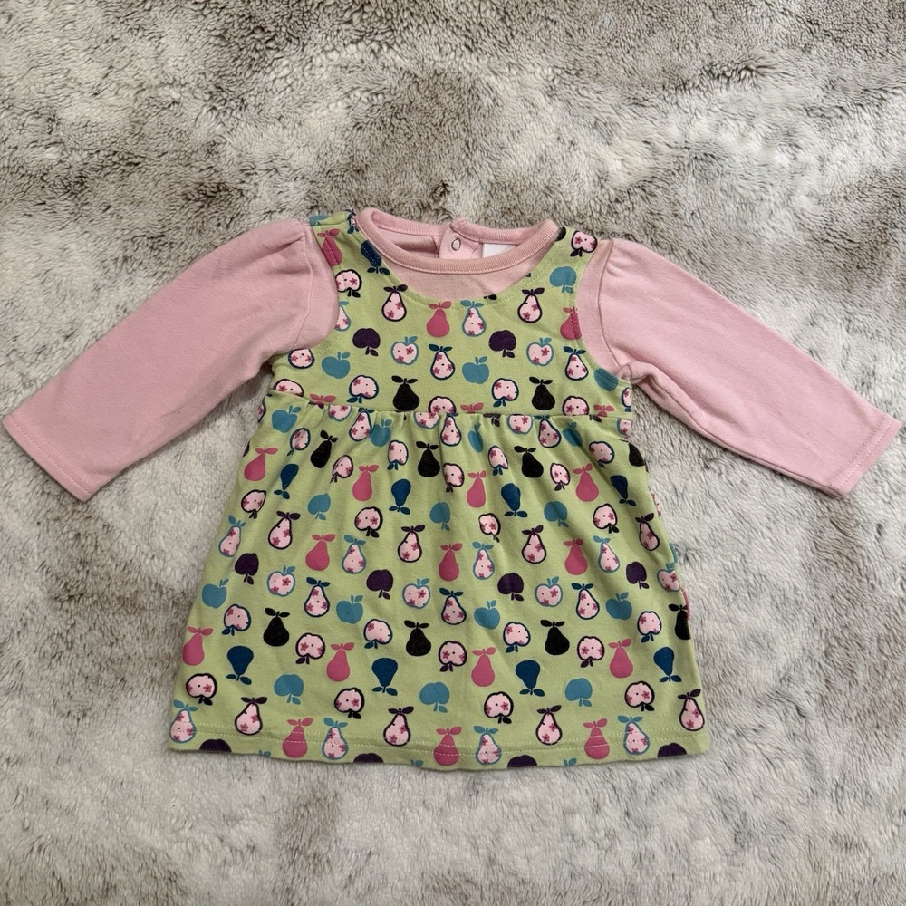 Vintage Circo Baby Apple And Pear Print Long Sleeve Dress 6 Months
